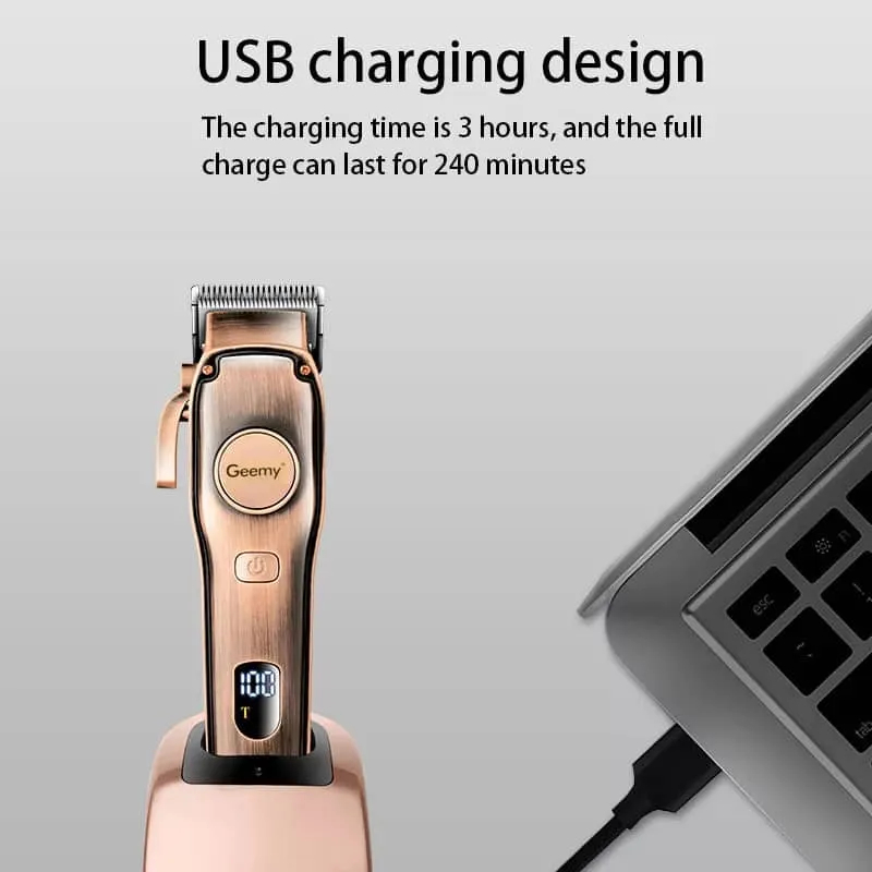 Επαγγελματική Κουρευτική Μηχανή - Ασύρματη & Ενσύρματη με Ρυθμιζόμενη Λεπίδα - Geemy Επαγγελματική Κουρευτική Μηχανή - Ασύρματη & Ενσύρματη με Ρυθμιζόμενη Λεπίδα - Geemy