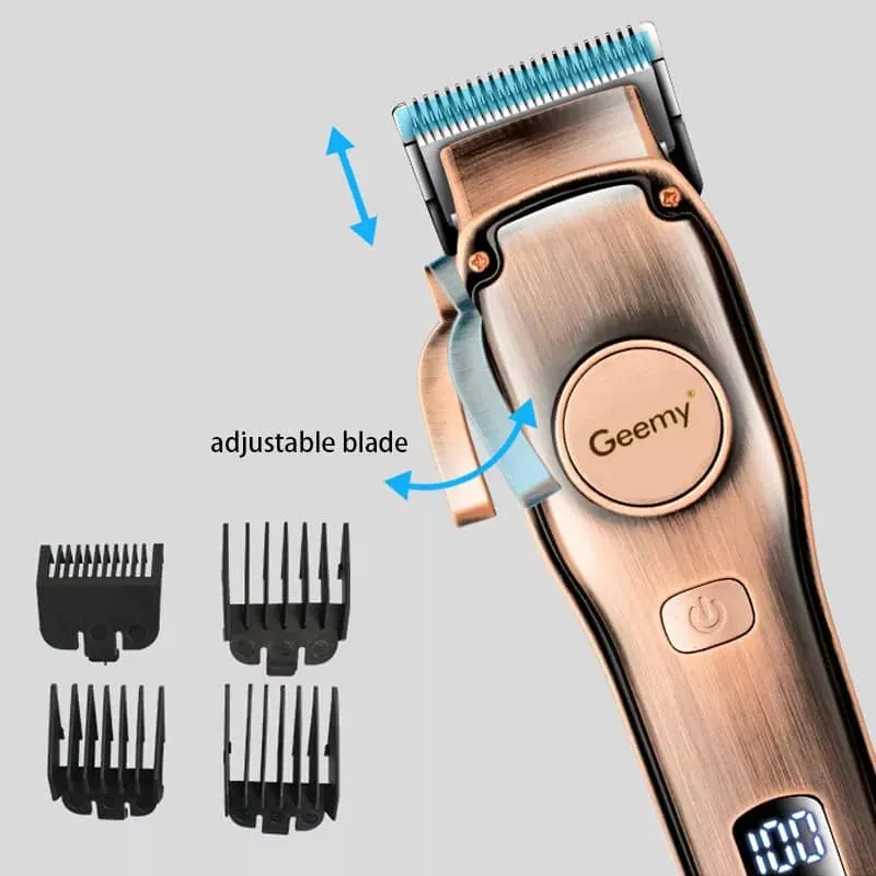 Επαγγελματική Κουρευτική Μηχανή - Ασύρματη & Ενσύρματη με Ρυθμιζόμενη Λεπίδα - Geemy Επαγγελματική Κουρευτική Μηχανή - Ασύρματη & Ενσύρματη με Ρυθμιζόμενη Λεπίδα - Geemy