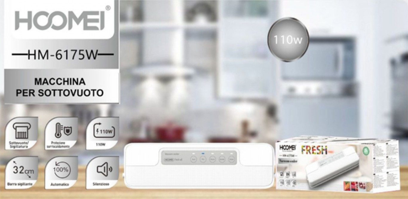 Επαγγελματική Μηχανή Στεγανοποίησης Τροφίμων Hoomei 110W Vacuum Food Sealer Επαγγελματική Μηχανή Στεγανοποίησης Τροφίμων Hoomei 110W Vacuum Food Sealer
