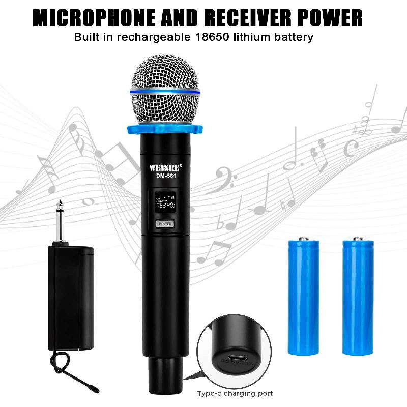 Επαγγελματικό Επαναφορτιζόμενο Ασύρματο Μικρόφωνο Χειρός για Karaoke – Ηχογράφηση Φωνής Jack 6.35mm Επαγγελματικό Επαναφορτιζόμενο Ασύρματο Μικρόφωνο Χειρός για Karaoke – Ηχογράφηση Φωνής Jack 6.35mm