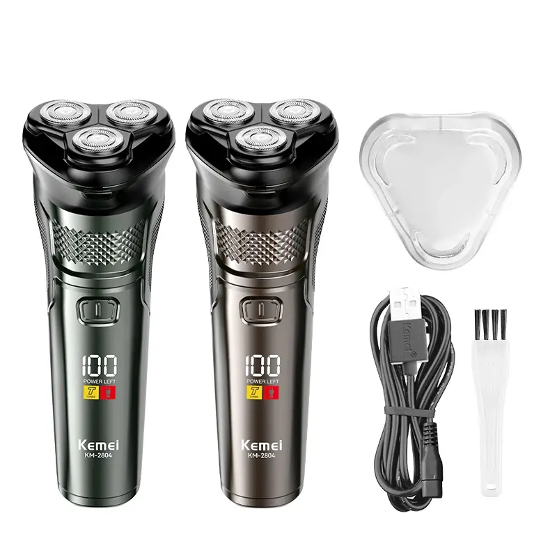 Επαναφορτιζόμενη Ηλεκτρική Ξυριστική Μηχανή Με Τριπλή Περιστροφική Λεπίδα Kemei Επαναφορτιζόμενη Ηλεκτρική Ξυριστική Μηχανή Με Τριπλή Περιστροφική Λεπίδα Kemei