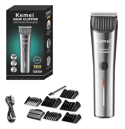 Επαναφορτιζόμενη Κουρευτική Μηχανή KEMEI με 6 Κεφάλες - Σκάλες Κουρέματος για Trimming & Fading Ασημί Επαναφορτιζόμενη Κουρευτική Μηχανή KEMEI με 6 Κεφάλες - Σκάλες Κουρέματος για Trimming & Fading Ασημί