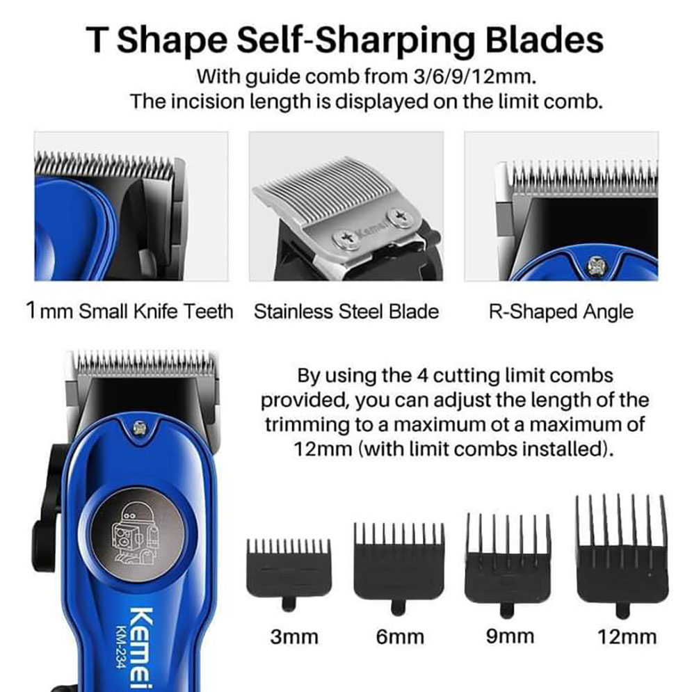 Επαναφορτιζόμενη Κουρευτική Μηχανή με Οθόνη LED & 4 Οδηγούς Κουρέματος - Kemei Επαναφορτιζόμενη Κουρευτική Μηχανή με Οθόνη LED & 4 Οδηγούς Κουρέματος - Kemei