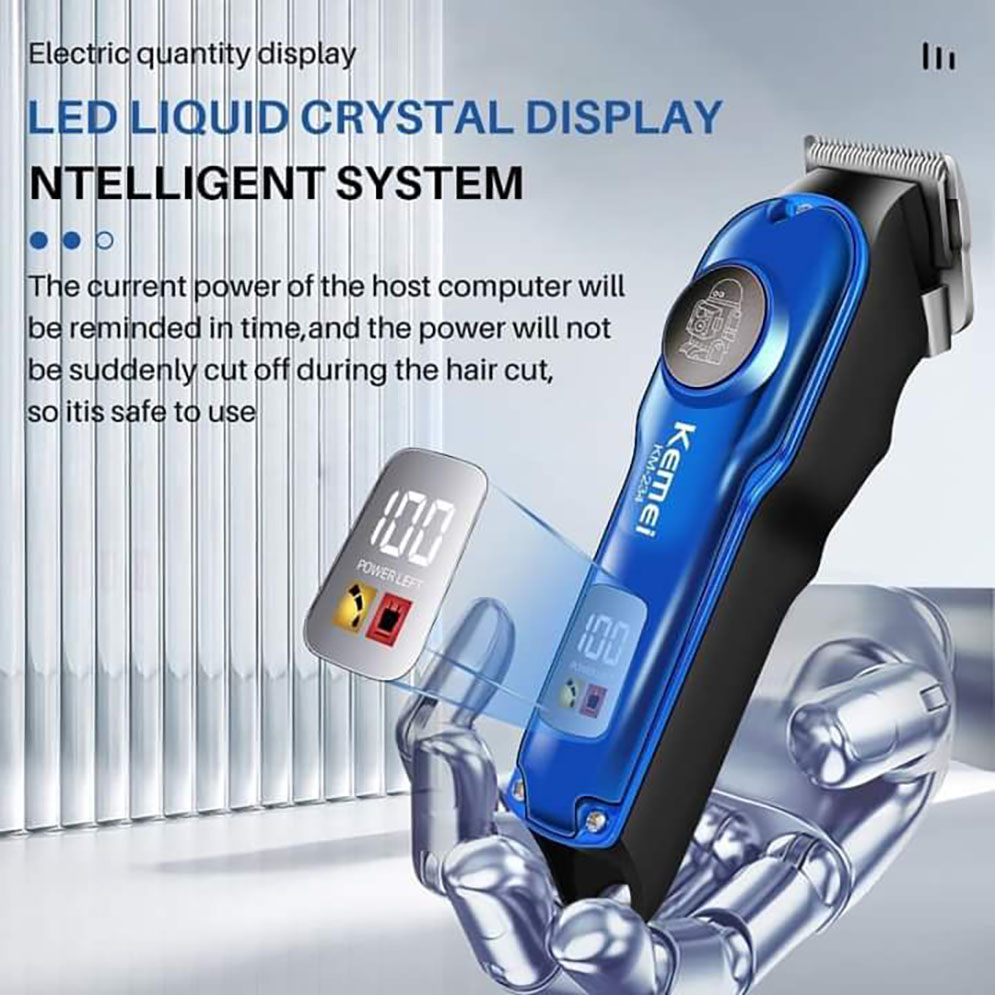 Επαναφορτιζόμενη Κουρευτική Μηχανή με Οθόνη LED & 4 Οδηγούς Κουρέματος - Kemei Επαναφορτιζόμενη Κουρευτική Μηχανή με Οθόνη LED & 4 Οδηγούς Κουρέματος - Kemei