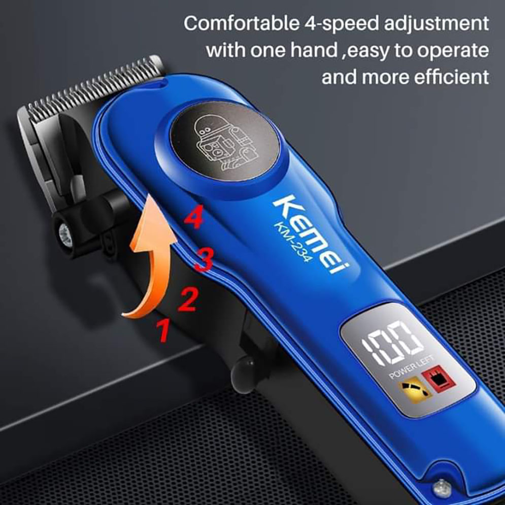 Επαναφορτιζόμενη Κουρευτική Μηχανή με Οθόνη LED & 4 Οδηγούς Κουρέματος - Kemei Επαναφορτιζόμενη Κουρευτική Μηχανή με Οθόνη LED & 4 Οδηγούς Κουρέματος - Kemei