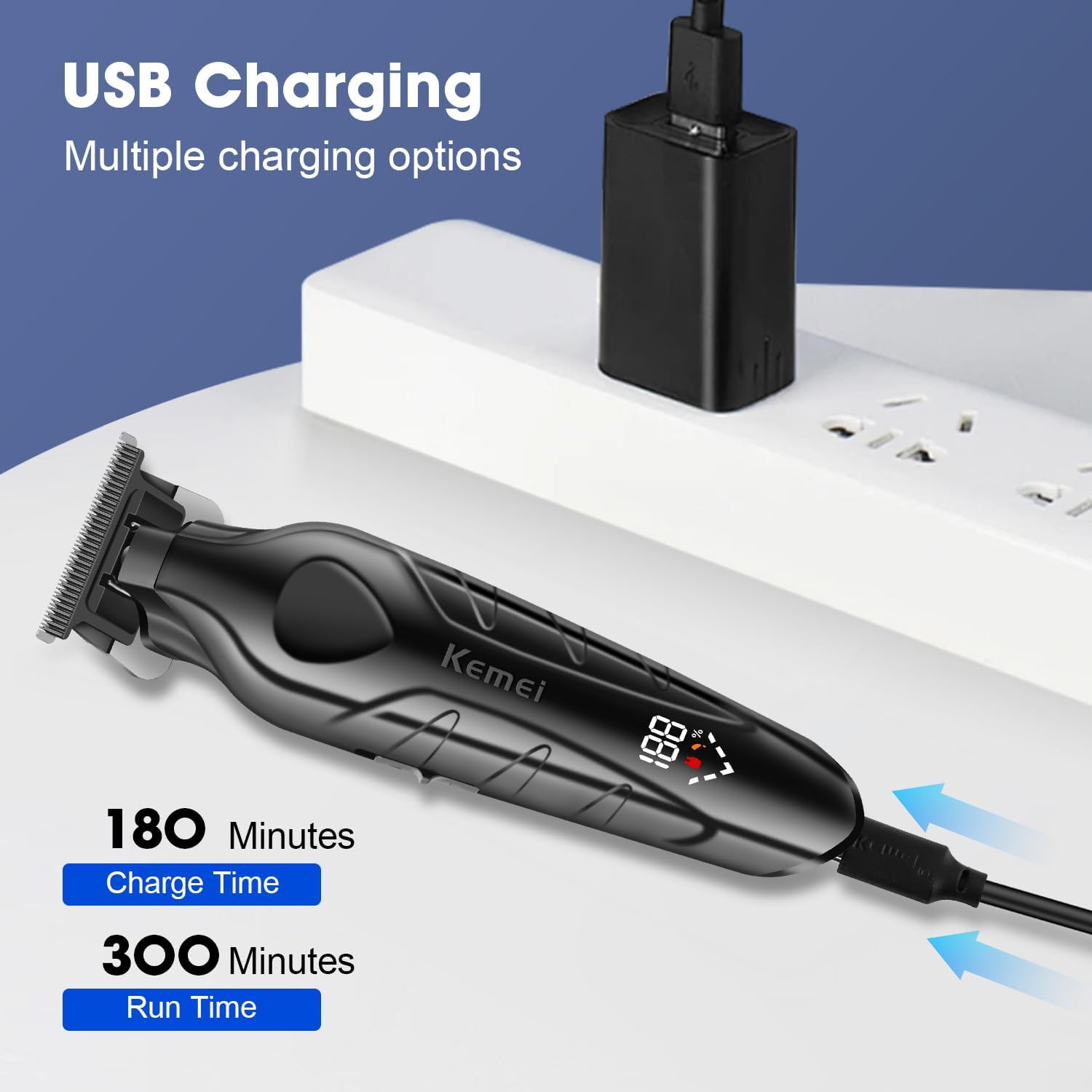 Επαναφορτιζόμενη Κουρευτική Μηχανή με Ψηφιακή Οθόνη & Ισχυρό Μοτέρ – Ιδανική για Προσωπική & Επαγγελματική Χρήση - Kemei Επαναφορτιζόμενη Κουρευτική Μηχανή με Ψηφιακή Οθόνη & Ισχυρό Μοτέρ – Ιδανική για Προσωπική & Επαγγελματική Χρήση - Kemei