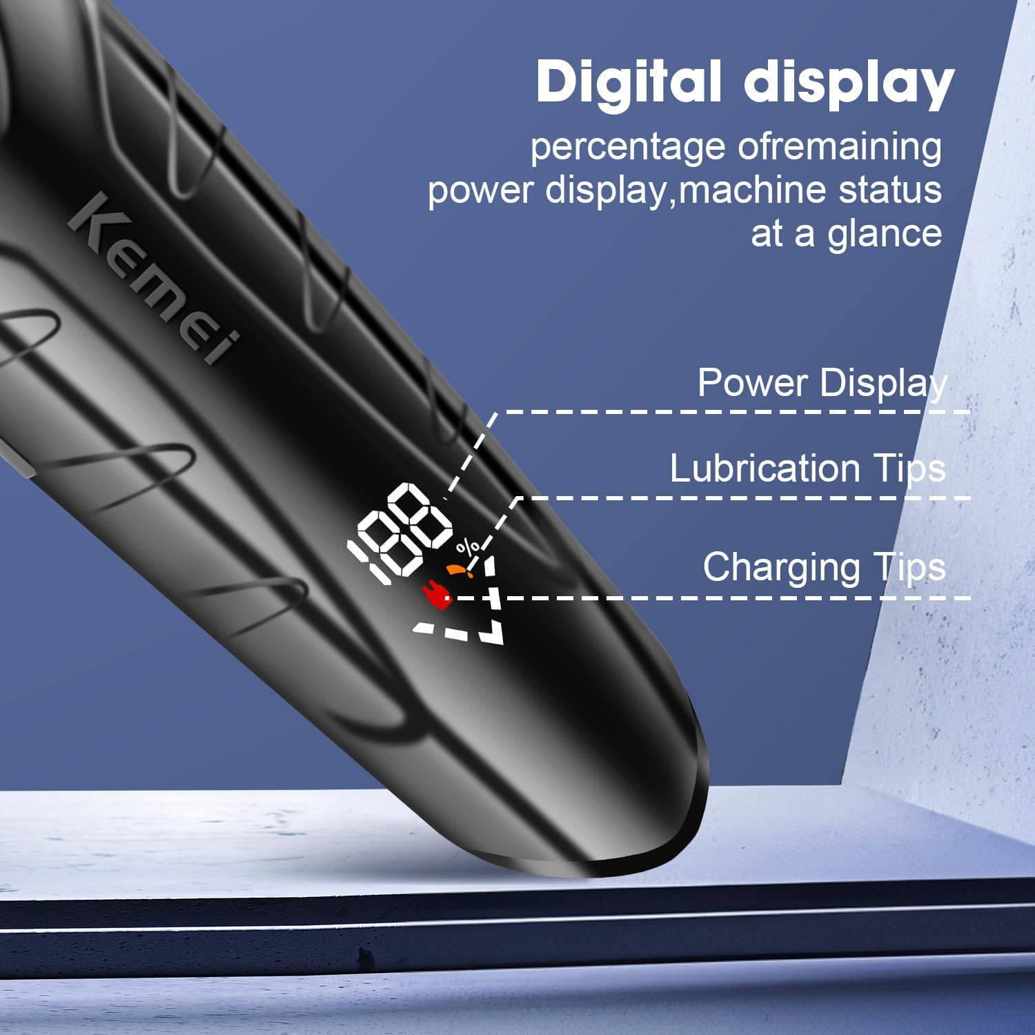 Επαναφορτιζόμενη Κουρευτική Μηχανή με Ψηφιακή Οθόνη & Ισχυρό Μοτέρ – Ιδανική για Προσωπική & Επαγγελματική Χρήση - Kemei Επαναφορτιζόμενη Κουρευτική Μηχανή με Ψηφιακή Οθόνη & Ισχυρό Μοτέρ – Ιδανική για Προσωπική & Επαγγελματική Χρήση - Kemei