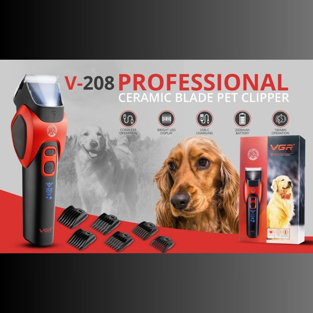 Επαναφορτιζόμενη Κουρευτική Μηχανή Σκύλων 10W με 4 Χτένες Κοπής - VGR Επαναφορτιζόμενη Κουρευτική Μηχανή Σκύλων 10W με 4 Χτένες Κοπής - VGR