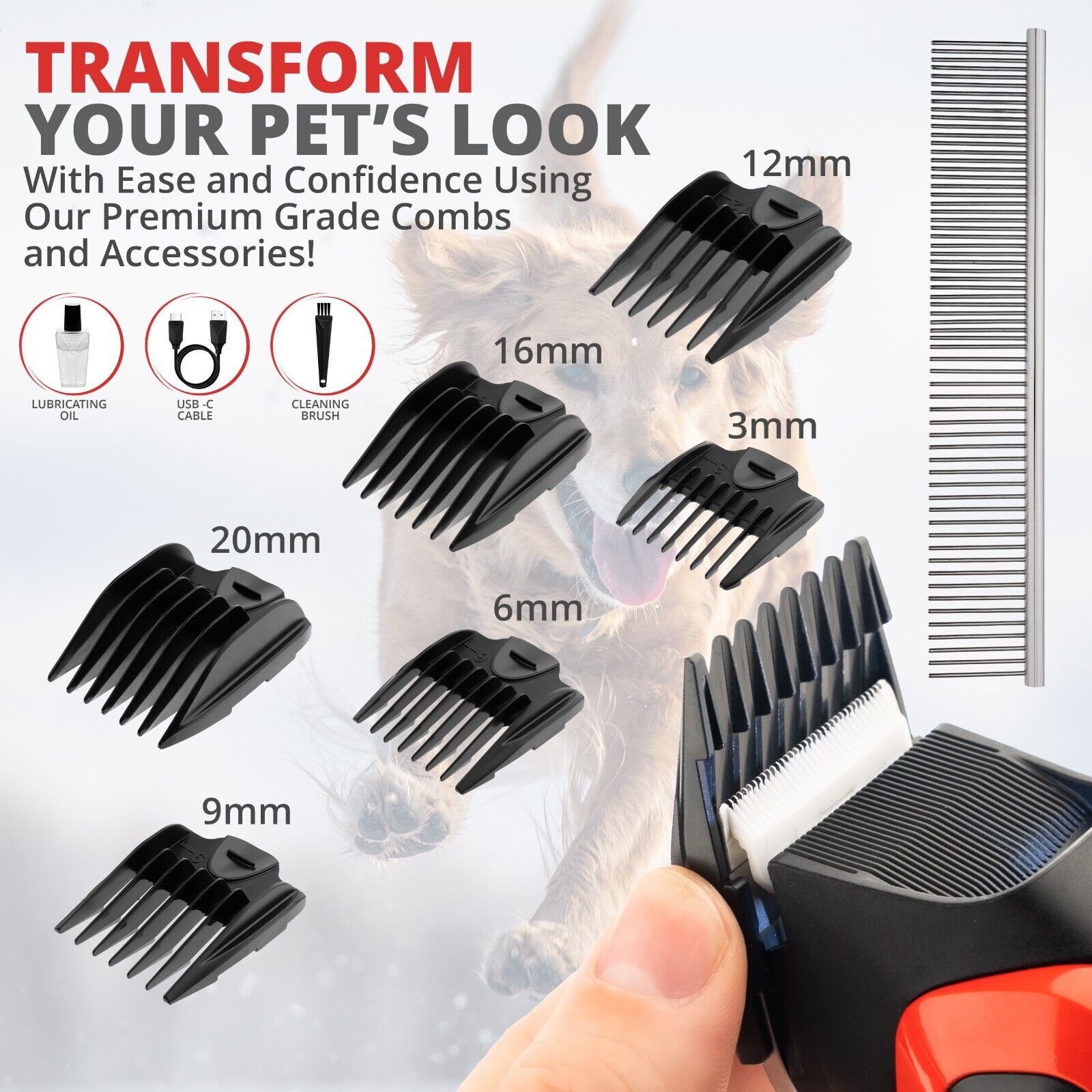 Επαναφορτιζόμενη Κουρευτική Μηχανή Σκύλων 10W με 4 Χτένες Κοπής - VGR Επαναφορτιζόμενη Κουρευτική Μηχανή Σκύλων 10W με 4 Χτένες Κοπής - VGR