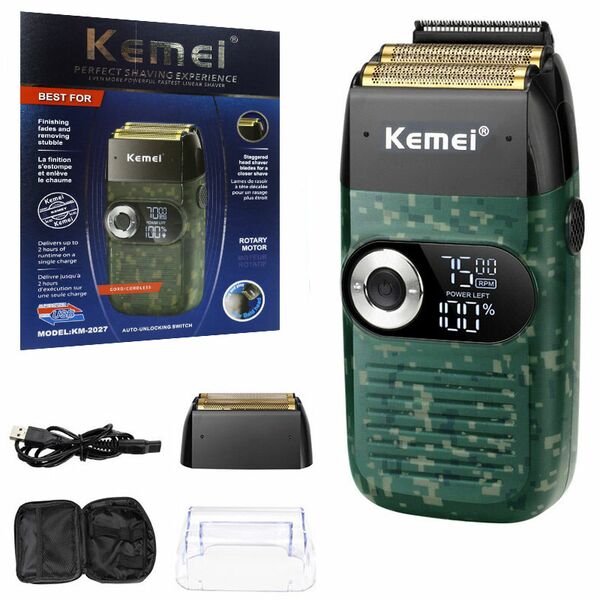 Επαναφορτιζόμενη Ξυριστική Μηχανή Προσώπου και Σώματος Υποαλλεργική και Ρυθμιζόμενη Kemei Πράσινο Επαναφορτιζόμενη Ξυριστική Μηχανή Προσώπου και Σώματος Υποαλλεργική και Ρυθμιζόμενη Kemei Πράσινο