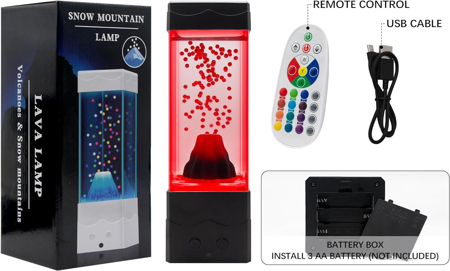 Επαναφορτιζόμενη LED Λάμπα Λάβας-Ηφαίστειο Φωτιστικό με Κοντρόλ και 17 Λειτουργίες RGB Φωτισμού Επαναφορτιζόμενη LED Λάμπα Λάβας-Ηφαίστειο Φωτιστικό με Κοντρόλ και 17 Λειτουργίες RGB Φωτισμού