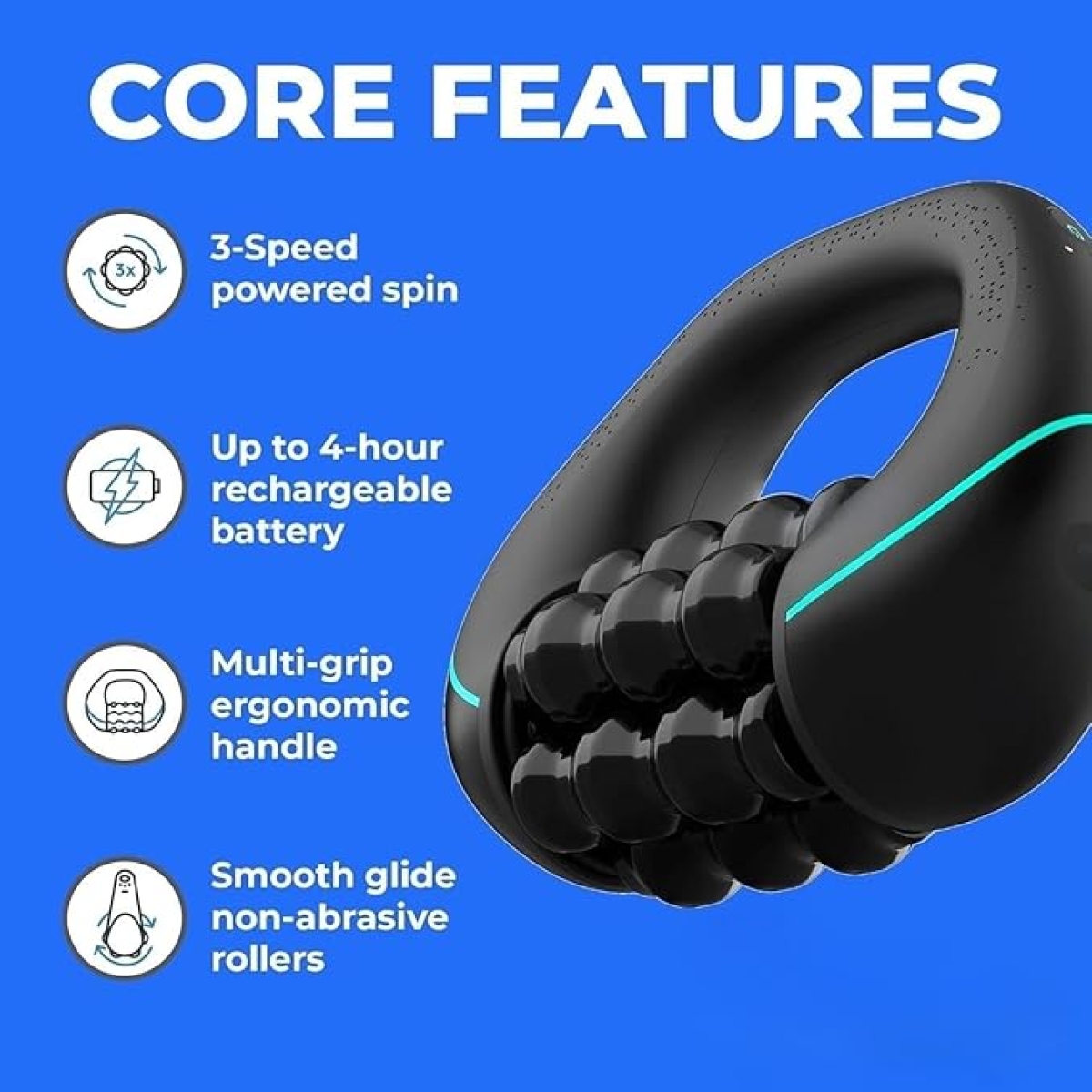 Επαναφορτιζόμενη Συσκευή Κρουστικού Μασάζ με 3 Επίπεδα Έντασης - Powered Rolling Massager Επαναφορτιζόμενη Συσκευή Κρουστικού Μασάζ με 3 Επίπεδα Έντασης - Powered Rolling Massager