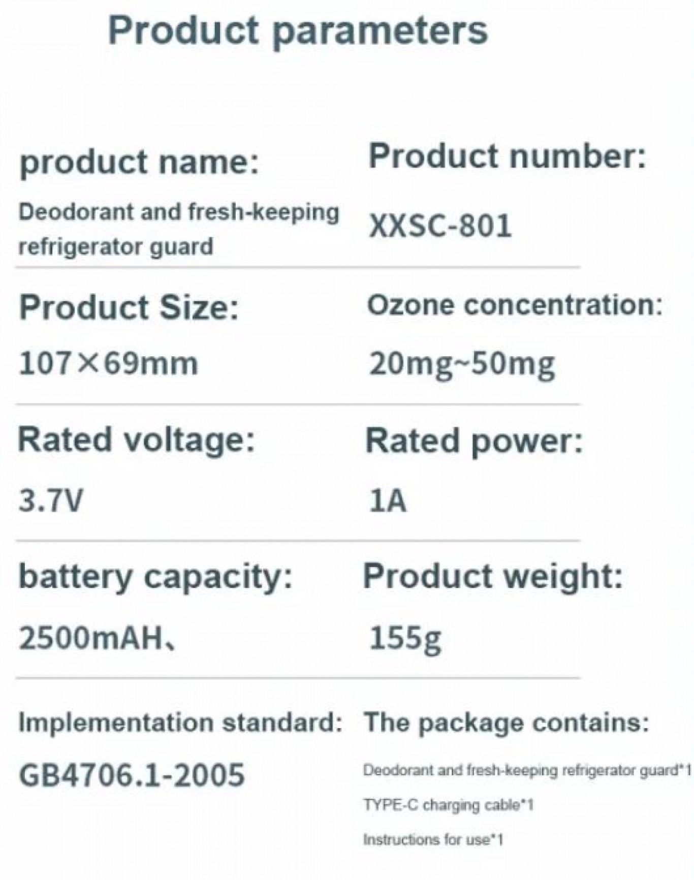 Επαναφορτιζόμενη Συσκευή Οζοντος για το Ψυγείο για Απολύμανση και Διατήρηση Τροφίμων Επαναφορτιζόμενη Συσκευή Οζοντος για το Ψυγείο για Απολύμανση και Διατήρηση Τροφίμων