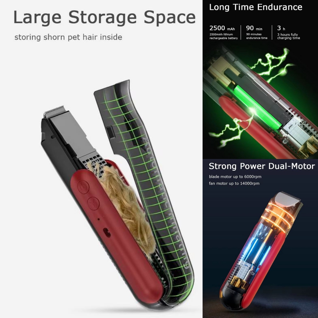 Επαναφορτιζόμενη Ηλεκτρική USB Κουρευτική Μηχανή για Κατοικίδια με Λειτουργία Αναρρόφησης Τριχών Επαναφορτιζόμενη Ηλεκτρική USB Κουρευτική Μηχανή για Κατοικίδια με Λειτουργία Αναρρόφησης Τριχών