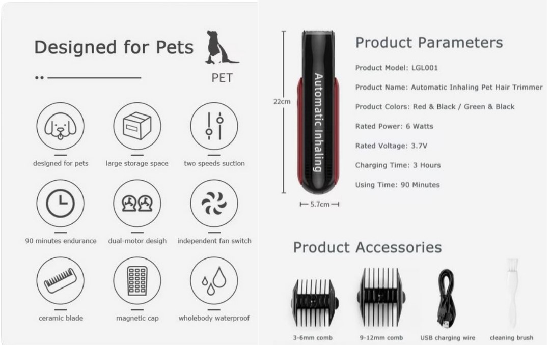 Επαναφορτιζόμενη Ηλεκτρική USB Κουρευτική Μηχανή για Κατοικίδια με Λειτουργία Αναρρόφησης Τριχών Επαναφορτιζόμενη Ηλεκτρική USB Κουρευτική Μηχανή για Κατοικίδια με Λειτουργία Αναρρόφησης Τριχών