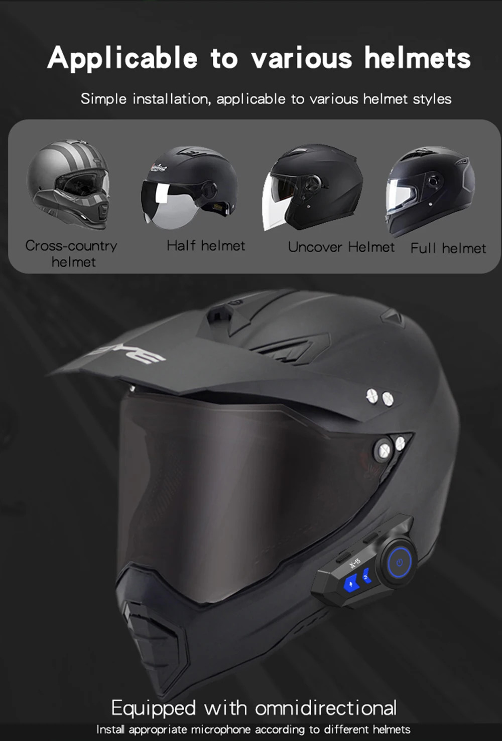 Επαναφορτιζόμενο Αδιάβροχο Σύστημα Ενδοεπικοινωνίας για Κράνος Μηχανής με Bluetooth & Μικρόφωνο Επαναφορτιζόμενο Αδιάβροχο Σύστημα Ενδοεπικοινωνίας για Κράνος Μηχανής με Bluetooth & Μικρόφωνο