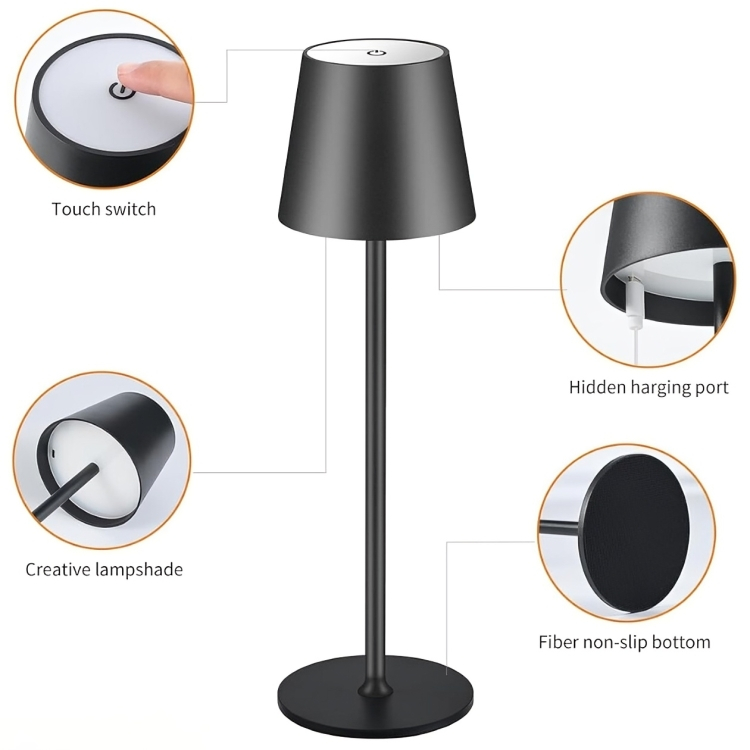 Επαναφορτιζόμενο Επιτραπέζιο LED Φωτιστικό Αφής με Διαβαθμιζόμενο Φωτισμό - 3W 70lm - Touch Dimmable Επαναφορτιζόμενο Επιτραπέζιο LED Φωτιστικό Αφής με Διαβαθμιζόμενο Φωτισμό - 3W 70lm - Touch Dimmable