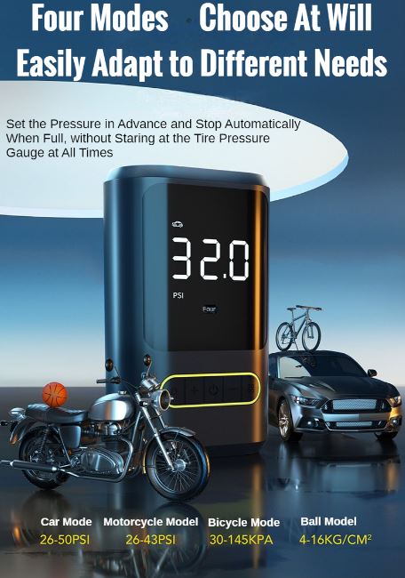 Φορητό Κομπρεσέρ Αέρα Μπαταρίας 150PSI με Οθόνη LCD Φορητό Κομπρεσέρ Αέρα Μπαταρίας 150PSI με Οθόνη LCD