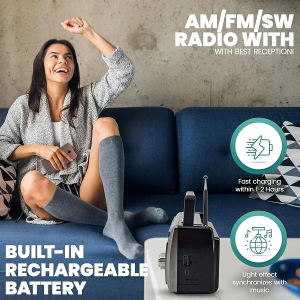 Επαναφορτιζόμενο Φορητό Ραδιόφωνο AM/FM/SW με LED Φωτισμό και Ηχείο 5W CMiK Επαναφορτιζόμενο Φορητό Ραδιόφωνο AM/FM/SW με LED Φωτισμό και Ηχείο 5W CMiK