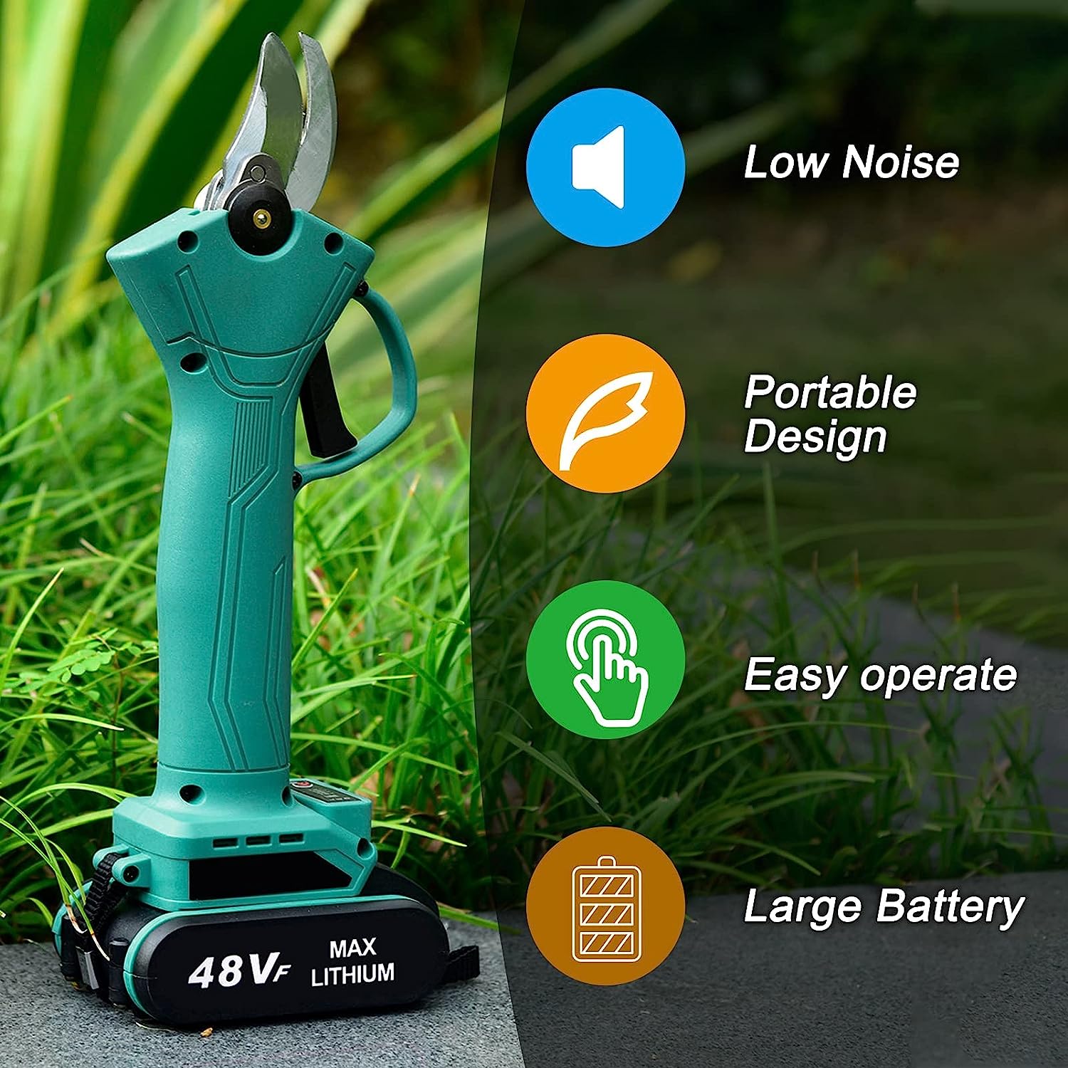 Επαναφορτιζόμενο Ηλεκτρικό Ψαλίδι Κλαδέματος Μπαταρίας 48V με Μέγιστη Διάμετρο Κοπής 25mm Επαναφορτιζόμενο Ηλεκτρικό Ψαλίδι Κλαδέματος Μπαταρίας 48V με Μέγιστη Διάμετρο Κοπής 25mm