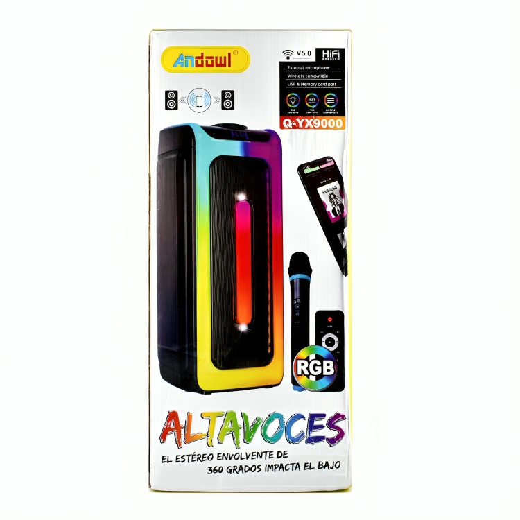 Επαναφορτιζόμενο Ηχείο Καραόκε - Subwoofer 40W Bluetooth με Μικρόφωνο, Ραδιόφωνο, Τηλεχειριστήριο και Διακοσμητικό RGB LED Φωτισμό - Andowl Επαναφορτιζόμενο Ηχείο Καραόκε - Subwoofer 40W Bluetooth με Μικρόφωνο, Ραδιόφωνο, Τηλεχειριστήριο και Διακοσμητικό RGB LED Φωτισμό - Andowl