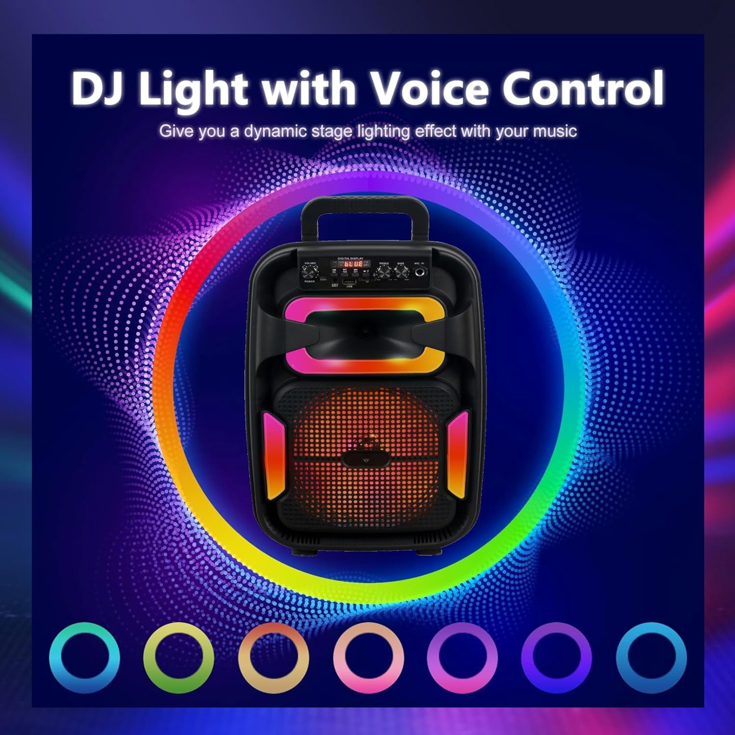 Επαναφορτιζόμενο Ηχείο – Subwoofer 8″ με Μικρόφωνο, Τηλεχειρισμό και Διακοσμητικό Φωτισμό LED RGB Andowl Q-T38 Επαναφορτιζόμενο Ηχείο – Subwoofer 8″ με Μικρόφωνο, Τηλεχειρισμό και Διακοσμητικό Φωτισμό LED RGB Andowl Q-T38