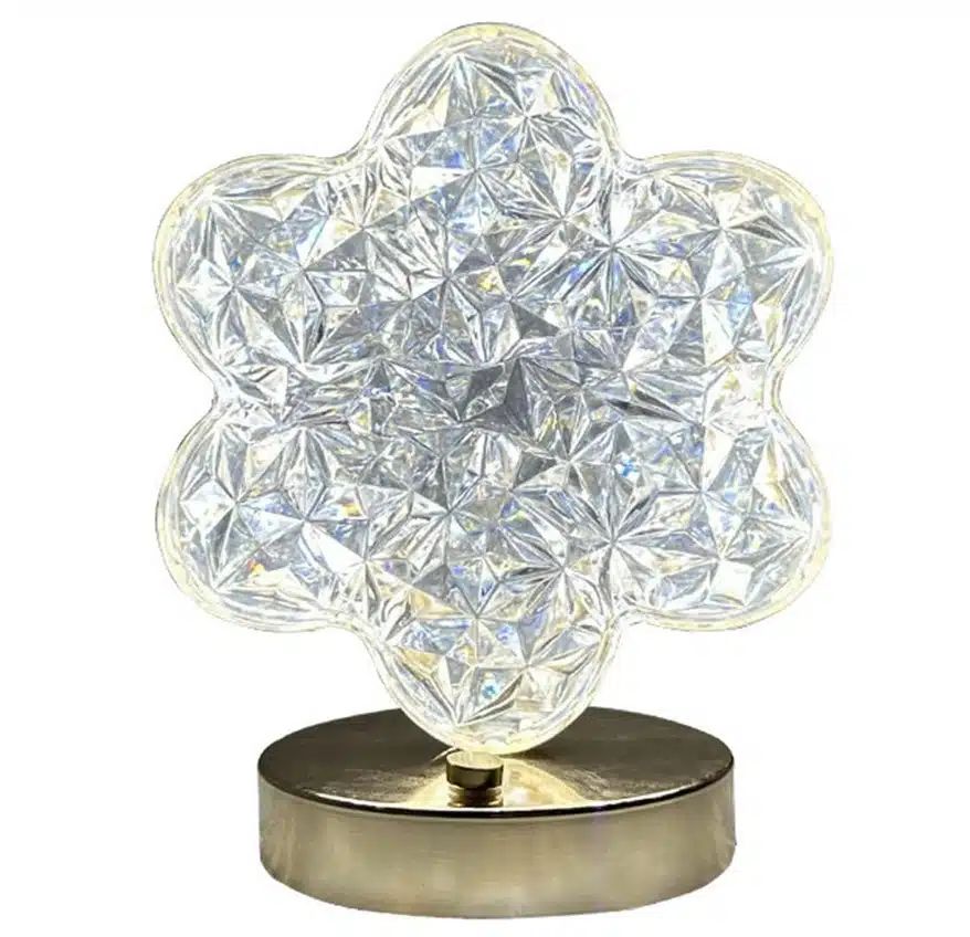 Επαναφορτιζόμενο LED Διακοσμητικό Λουλούδι Φωτιστικό με Εφέ Κρυστάλλου 15x10x17 Επαναφορτιζόμενο LED Διακοσμητικό Λουλούδι Φωτιστικό με Εφέ Κρυστάλλου 15x10x17