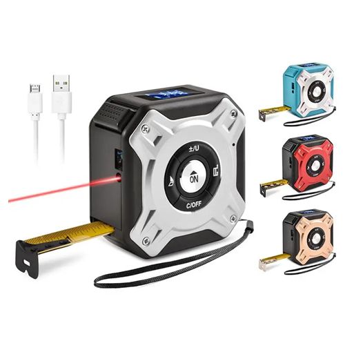 Επαναφορτιζόμενο Mέτρο με USB και Λέιζερ 2 σε 1 Aσημί Επαναφορτιζόμενο Mέτρο με USB και Λέιζερ 2 σε 1 Aσημί