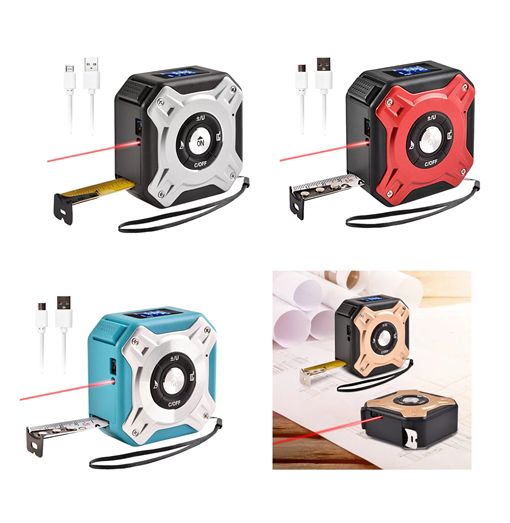 Επαναφορτιζόμενο Mέτρο με USB και Λέιζερ 2 σε 1 Aσημί Επαναφορτιζόμενο Mέτρο με USB και Λέιζερ 2 σε 1 Aσημί