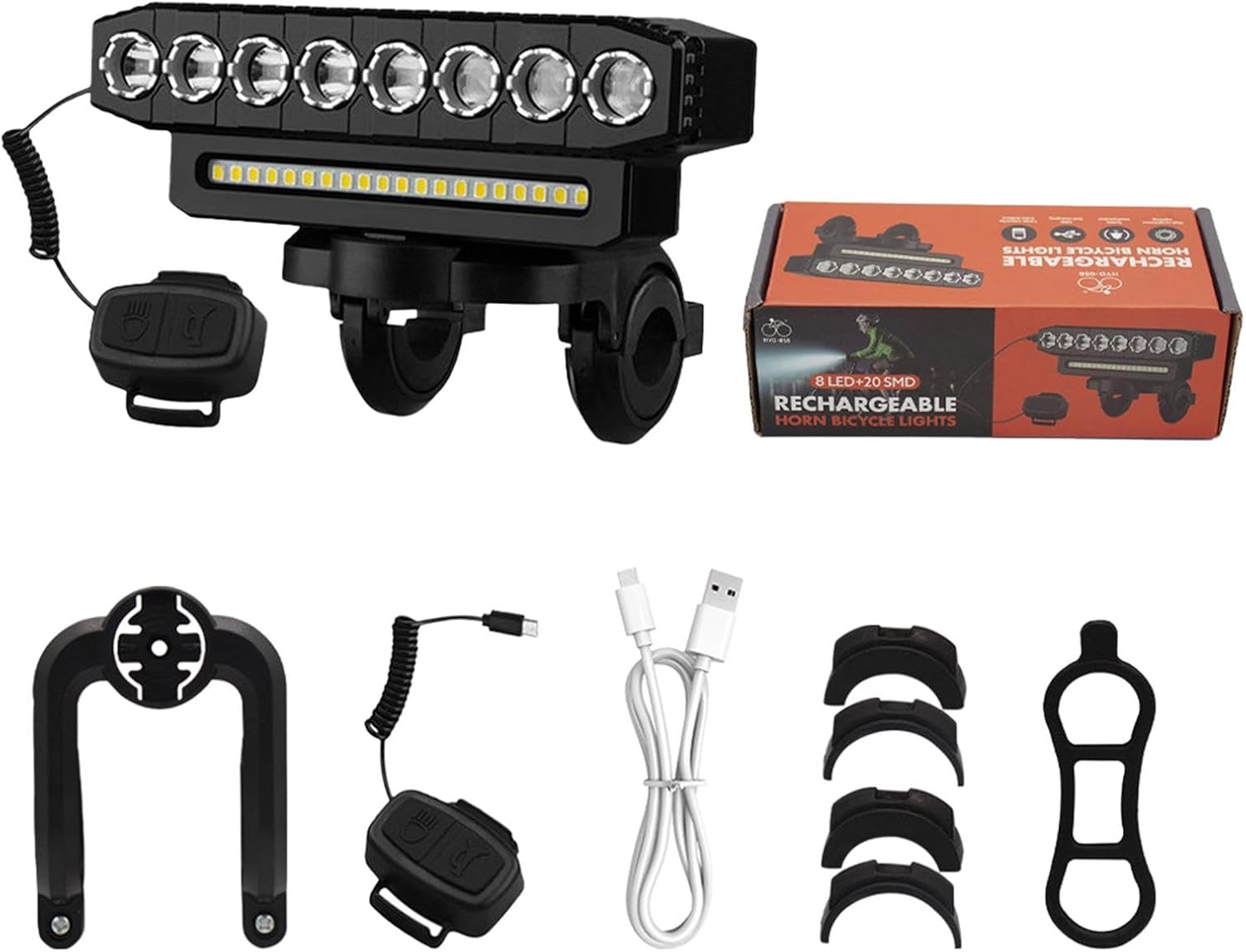 Επαναφορτιζόμενο Μπροστινό Φως Ποδηλάτου LED με Κόρνα – Αδιάβροχο, Υψηλής Φωτεινότητας με 6 Λειτουργίες Επαναφορτιζόμενο Μπροστινό Φως Ποδηλάτου LED με Κόρνα – Αδιάβροχο, Υψηλής Φωτεινότητας με 6 Λειτουργίες