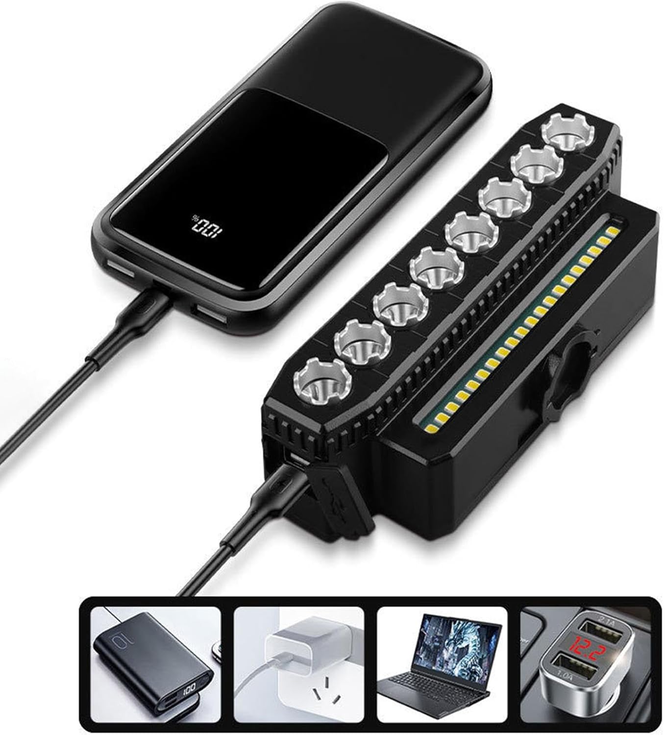 Επαναφορτιζόμενο Μπροστινό Φως Ποδηλάτου LED με Κόρνα – Αδιάβροχο, Υψηλής Φωτεινότητας με 6 Λειτουργίες Επαναφορτιζόμενο Μπροστινό Φως Ποδηλάτου LED με Κόρνα – Αδιάβροχο, Υψηλής Φωτεινότητας με 6 Λειτουργίες