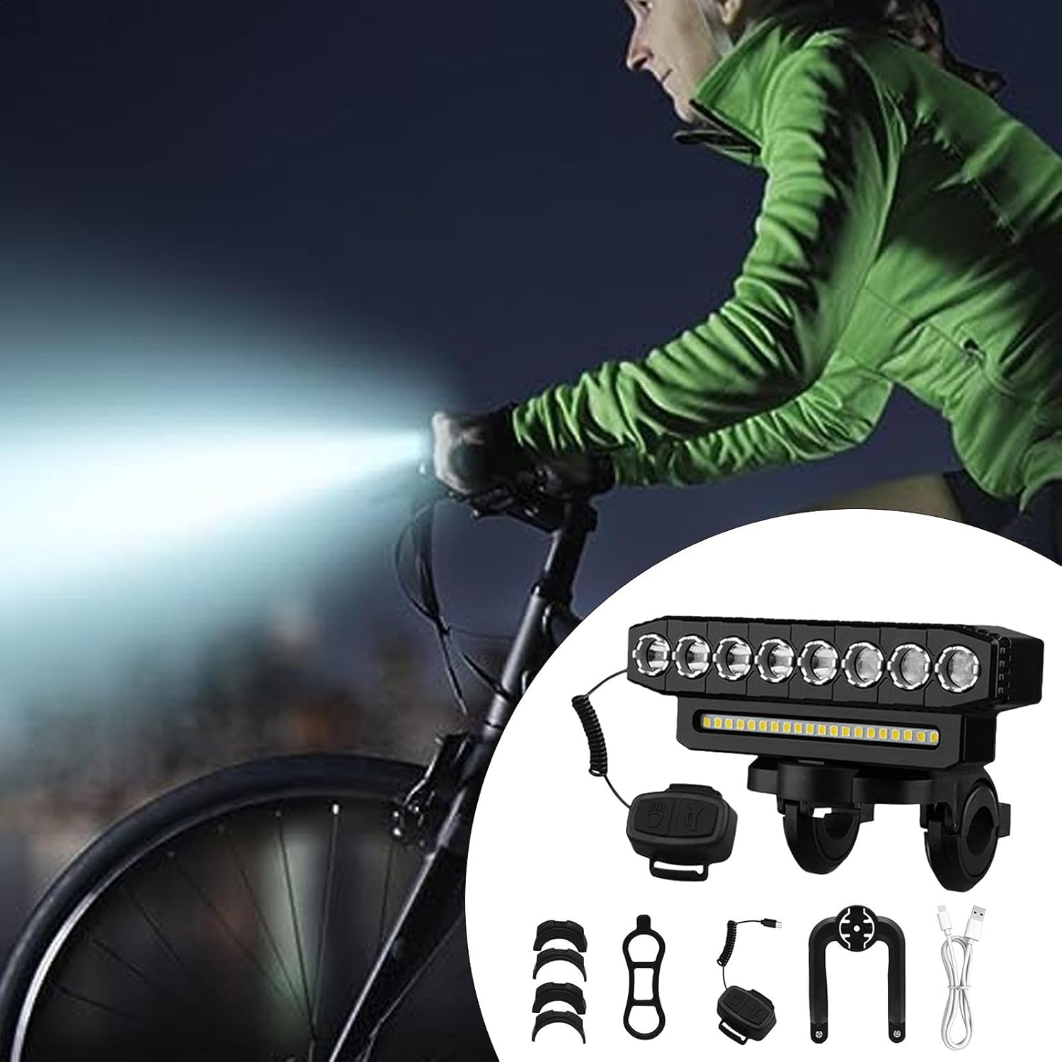 Επαναφορτιζόμενο Μπροστινό Φως Ποδηλάτου LED με Κόρνα – Αδιάβροχο, Υψηλής Φωτεινότητας με 6 Λειτουργίες Επαναφορτιζόμενο Μπροστινό Φως Ποδηλάτου LED με Κόρνα – Αδιάβροχο, Υψηλής Φωτεινότητας με 6 Λειτουργίες