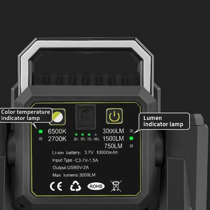 Επαναφορτιζόμενος Αδιάβροχος Τηλεσκοπικός Προβολέας Εργασίας με Περιστροφή 360° και Ρυθμιζόμενο Φως 128LED σε Θερμό και Ψυχρό Λευκό Φωτισμό Επαναφορτιζόμενος Αδιάβροχος Τηλεσκοπικός Προβολέας Εργασίας με Περιστροφή 360° και Ρυθμιζόμενο Φως 128LED σε Θερμό και Ψυχρό Λευκό Φωτισμό