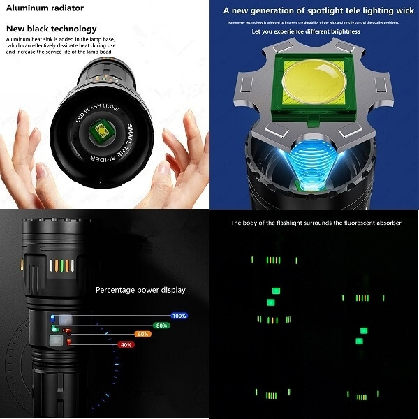 Επαναφορτιζόμενος Φακός LED Αδιάβροχος IP67 με Μέγιστη Φωτεινότητα 40000lm και Λειτουργία Strobe X-Balog Επαναφορτιζόμενος Φακός LED Αδιάβροχος IP67 με Μέγιστη Φωτεινότητα 40000lm και Λειτουργία Strobe X-Balog