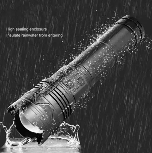 Επαναφορτιζόμενος Φακός Χειρός LED Αδιάβροχος IP67 με Μέγιστη Φωτεινότητα 40000lm-Μαύρος Επαναφορτιζόμενος Φακός Χειρός LED Αδιάβροχος IP67 με Μέγιστη Φωτεινότητα 40000lm-Μαύρος