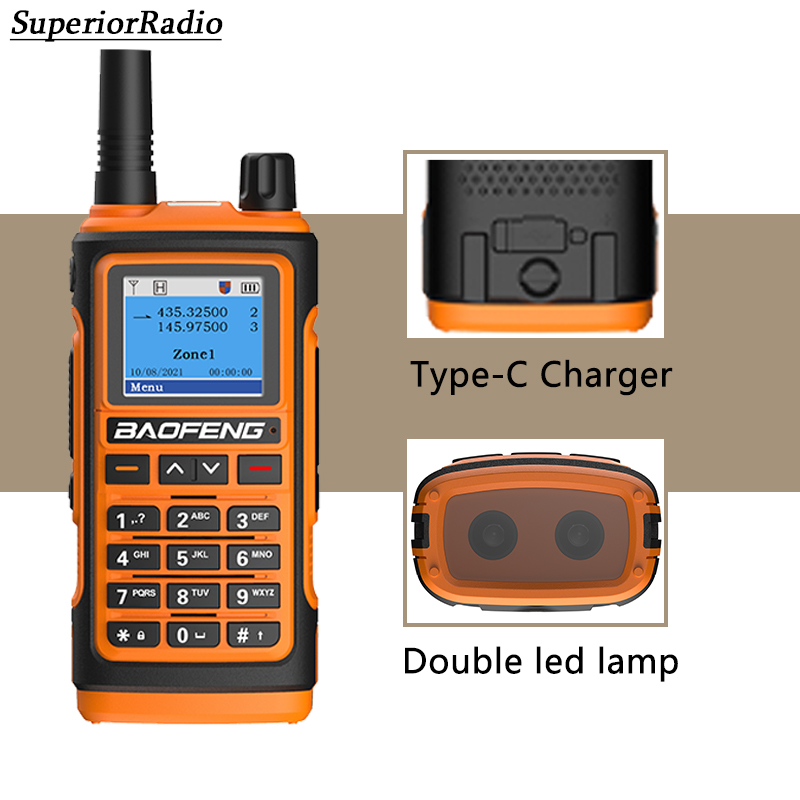 Επαναφορτιζόμενος Type - C Ασύρματος Φορητός Πομποδέκτης VHF – UHF 5W BAOFENG με Οθόνη LCD & Διπλό LED Φακό Επαναφορτιζόμενος Type - C Ασύρματος Φορητός Πομποδέκτης VHF – UHF 5W BAOFENG με Οθόνη LCD & Διπλό LED Φακό