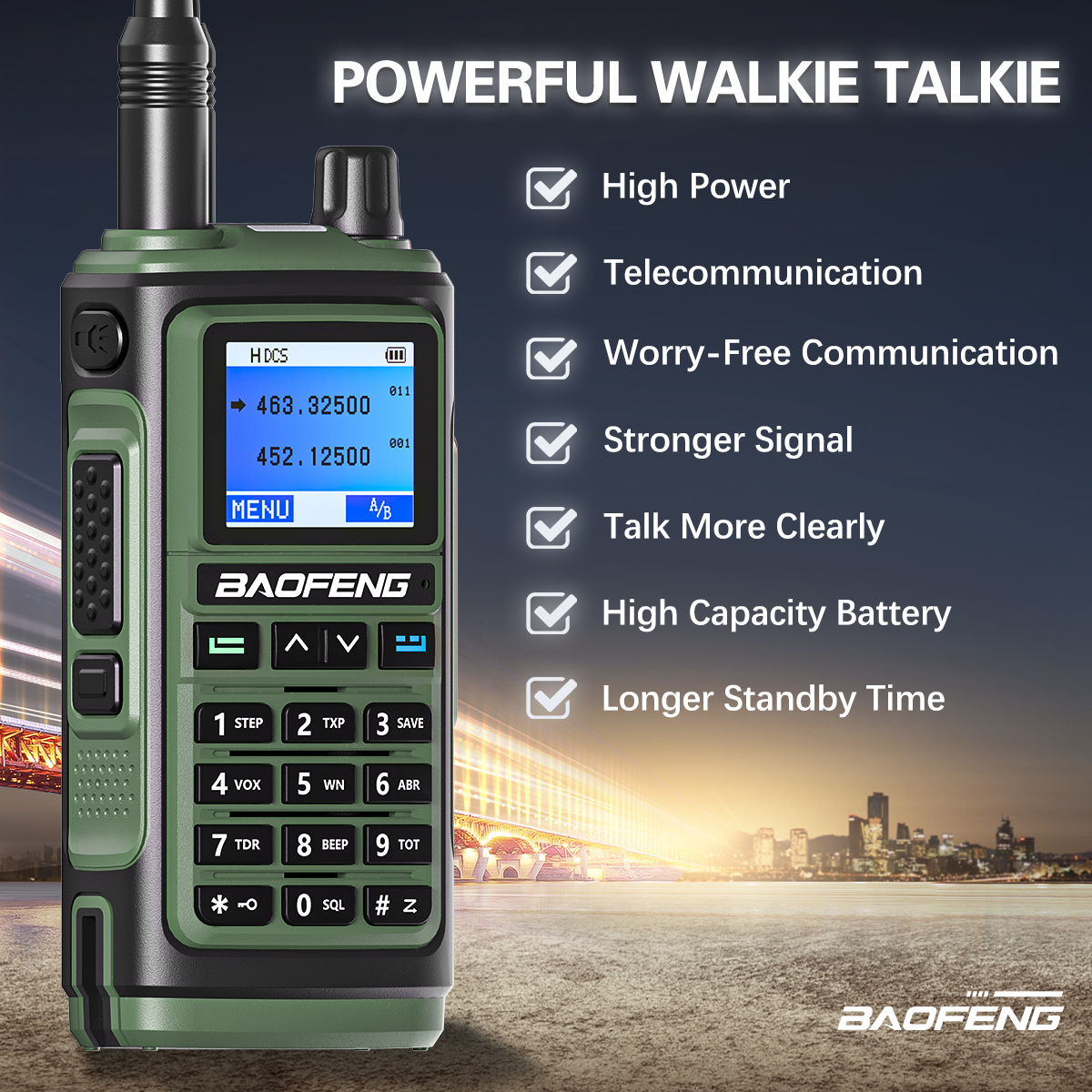 Επαναφορτιζόμενος Type - C Ασύρματος Φορητός Πομποδέκτης VHF – UHF 5W BAOFENG με Οθόνη LCD & Διπλό LED Φακό Επαναφορτιζόμενος Type - C Ασύρματος Φορητός Πομποδέκτης VHF – UHF 5W BAOFENG με Οθόνη LCD & Διπλό LED Φακό