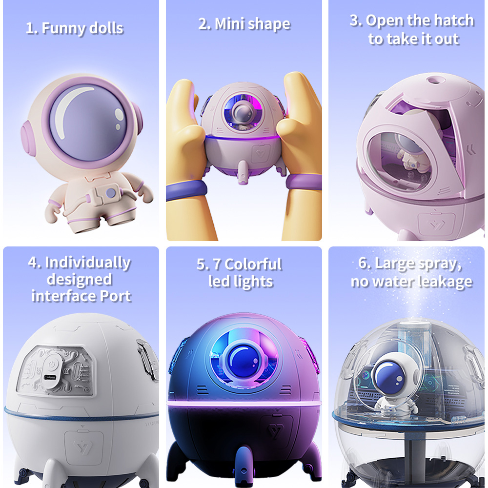 Επαναφορτιζόμενος Υγραντήρας Υπερήχων - Συσκευή Αρωματοθεραπείας & LED RGB Φωτάκι Νυκτός 220ml σε Σχήμα Διαστημικής Κάψουλας με Αστροναύτη Επαναφορτιζόμενος Υγραντήρας Υπερήχων - Συσκευή Αρωματοθεραπείας & LED RGB Φωτάκι Νυκτός 220ml σε Σχήμα Διαστημικής Κάψουλας με Αστροναύτη