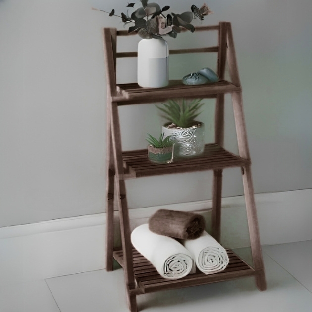 Επιδαπέδια Ξύλινη Ραφιέρα Μπάνιου - Σκάλα με 3 Ράφια Επιδαπέδια Ξύλινη Ραφιέρα Μπάνιου - Σκάλα με 3 Ράφια