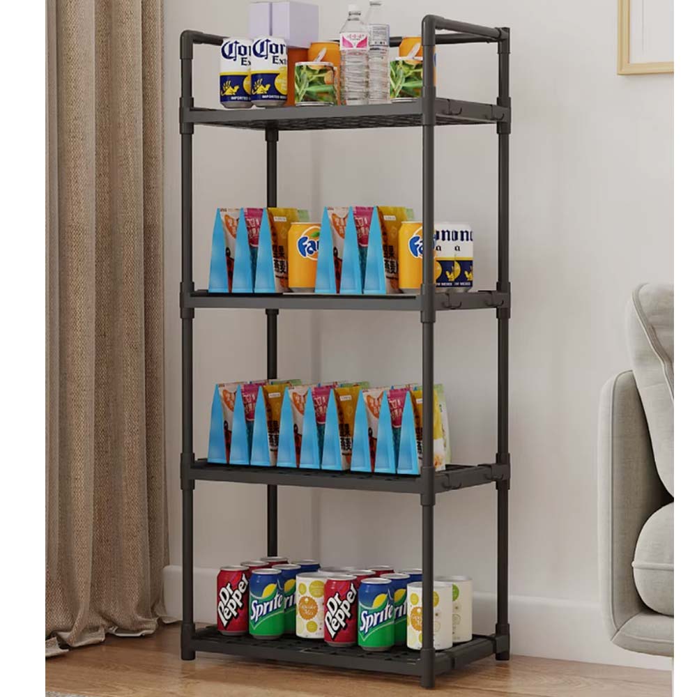 Επιδαπέδια Βάση Οργάνωσης Κουζίνας - Μπάνιου 4 Επιπέδων 48x26x113cm με Μεταλλικό Σκελετό και Γάντζους Μαύρη Επιδαπέδια Βάση Οργάνωσης Κουζίνας - Μπάνιου 4 Επιπέδων 48x26x113cm με Μεταλλικό Σκελετό και Γάντζους Μαύρη