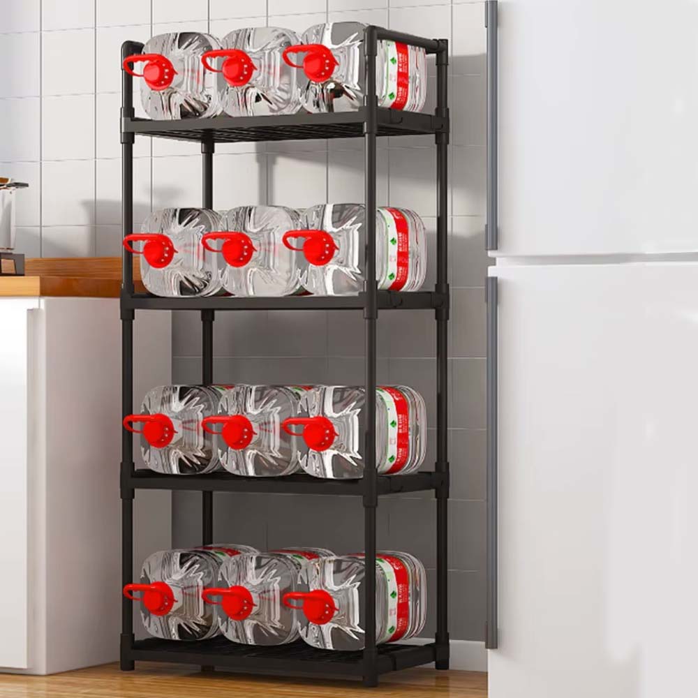 Επιδαπέδια Βάση Οργάνωσης Κουζίνας - Μπάνιου 4 Επιπέδων 48x26x113cm με Μεταλλικό Σκελετό και Γάντζους Μαύρη Επιδαπέδια Βάση Οργάνωσης Κουζίνας - Μπάνιου 4 Επιπέδων 48x26x113cm με Μεταλλικό Σκελετό και Γάντζους Μαύρη