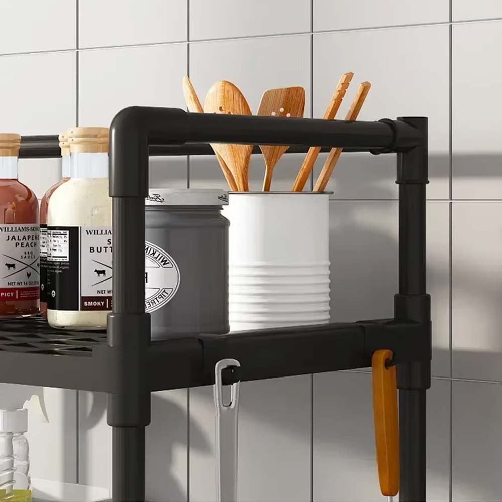 Επιδαπέδια Βάση Οργάνωσης Κουζίνας - Μπάνιου 4 Επιπέδων 48x26x113cm με Μεταλλικό Σκελετό και Γάντζους Μαύρη Επιδαπέδια Βάση Οργάνωσης Κουζίνας - Μπάνιου 4 Επιπέδων 48x26x113cm με Μεταλλικό Σκελετό και Γάντζους Μαύρη