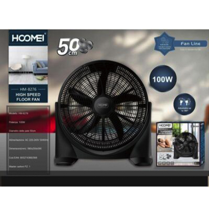 Επιδαπέδιος Ανεμιστήρας με Διάμετρο 50cm Υψηλής Ταχύτητας 90W HOOMEI Επιδαπέδιος Ανεμιστήρας με Διάμετρο 50cm Υψηλής Ταχύτητας 90W HOOMEI