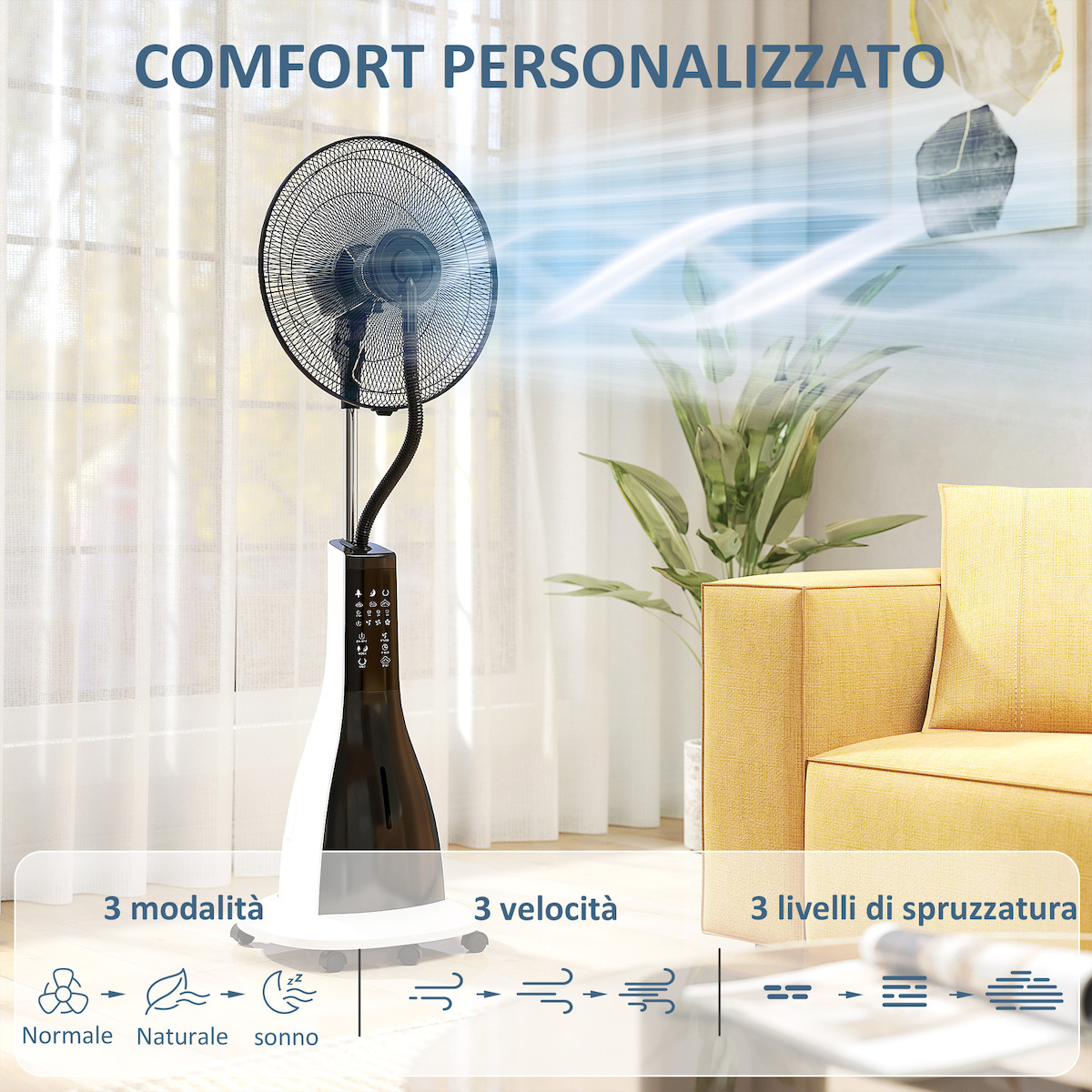 Επιδαπέδιος Ανεμιστήρας Υδρονέφωσης 90W 40cm με Τηλεχειριστήριο Hoomei Επιδαπέδιος Ανεμιστήρας Υδρονέφωσης 90W 40cm με Τηλεχειριστήριο Hoomei