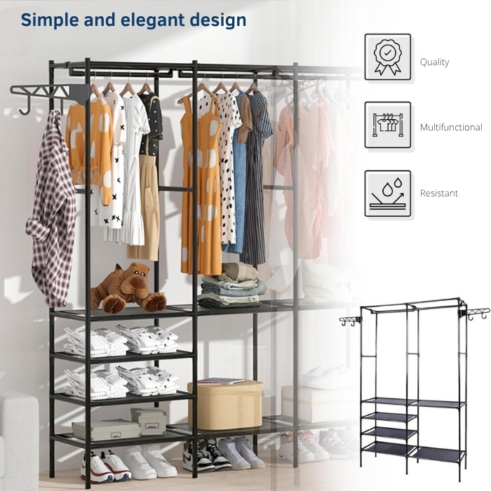 Έπιπλο Εισόδου με Κρεμάστρες & Ράφια 160x33x173 cm με Μεταλλικό Σκελετό Έπιπλο Εισόδου με Κρεμάστρες & Ράφια 160x33x173 cm με Μεταλλικό Σκελετό