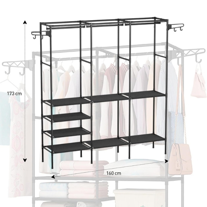 Έπιπλο Εισόδου με Κρεμάστρες & Ράφια 160x33x173 cm με Μεταλλικό Σκελετό Έπιπλο Εισόδου με Κρεμάστρες & Ράφια 160x33x173 cm με Μεταλλικό Σκελετό