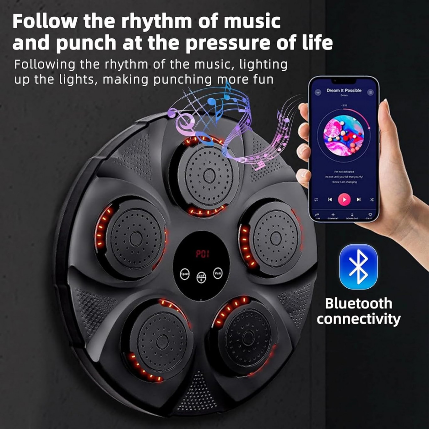 QJB10 Επιτοίχια Συσκευή Προπόνησης Πυγμαχίας με Bluetooth, Smart Music Boxing Machine QJB10 Επιτοίχια Συσκευή Προπόνησης Πυγμαχίας με Bluetooth, Smart Music Boxing Machine