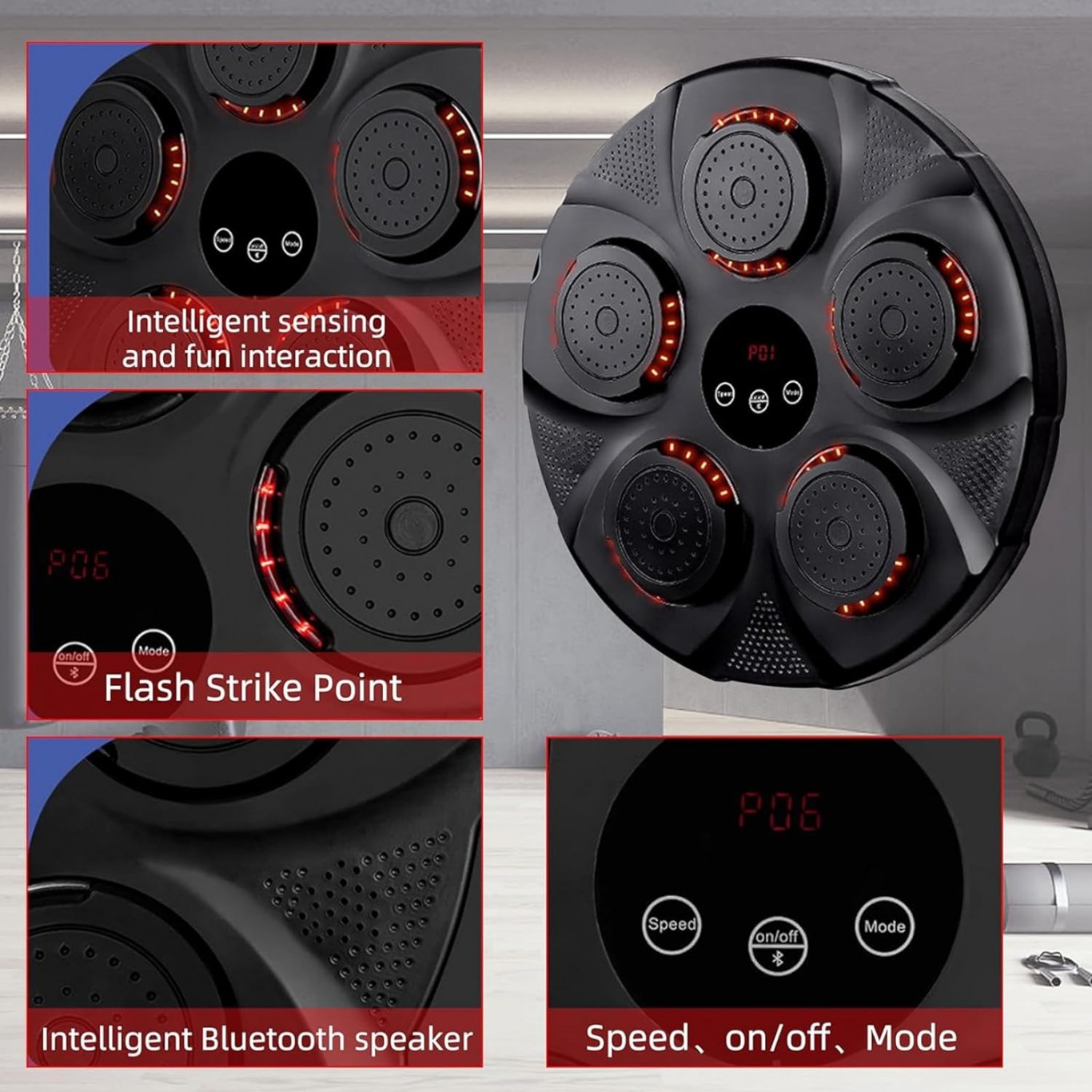 QJB10 Επιτοίχια Συσκευή Προπόνησης Πυγμαχίας με Bluetooth, Smart Music Boxing Machine QJB10 Επιτοίχια Συσκευή Προπόνησης Πυγμαχίας με Bluetooth, Smart Music Boxing Machine