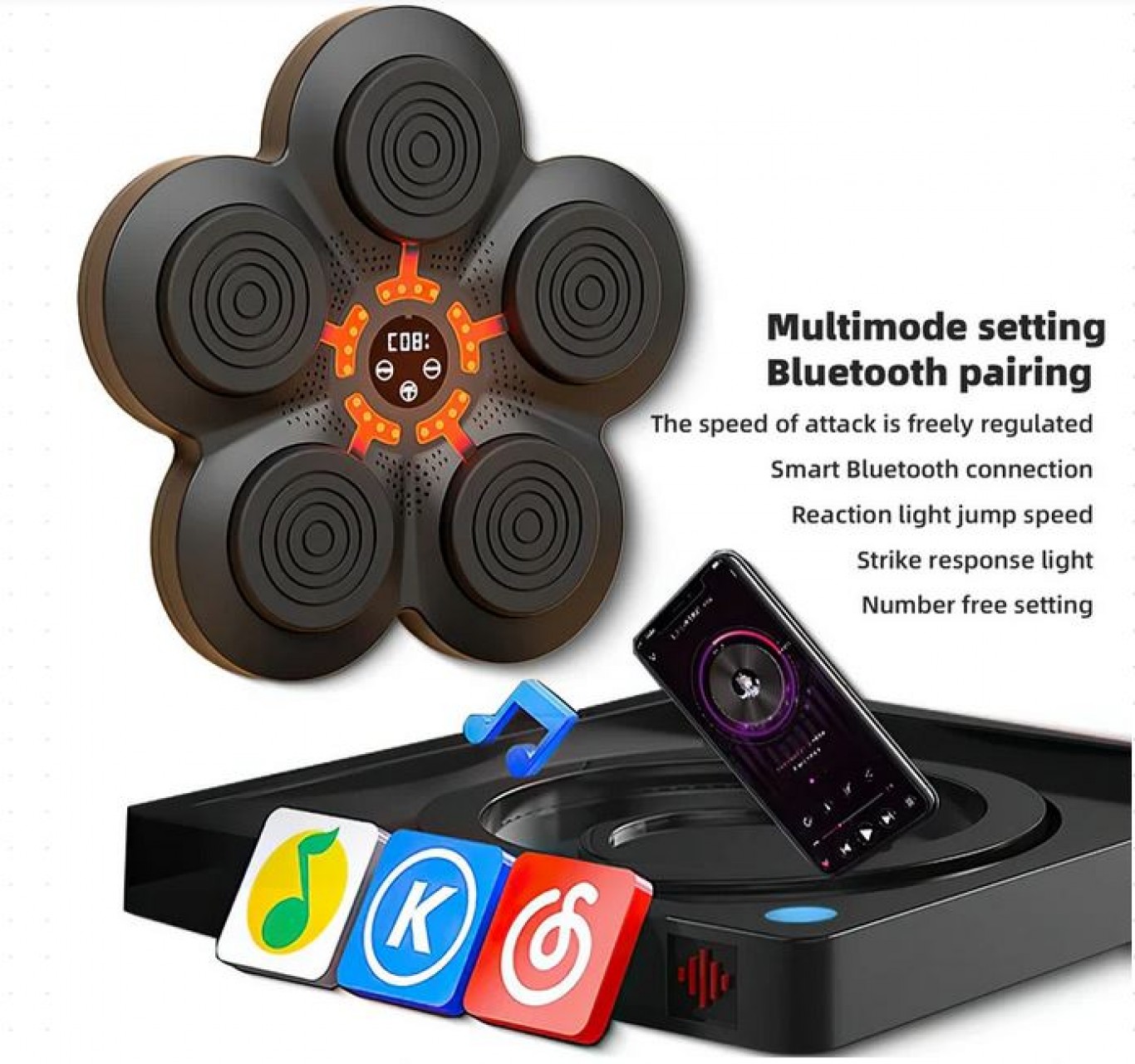 Επιτοίχια Συσκευή Προπόνησης Πυγμαχίας με Μουσική και Ενημέρωση Απόδοσης - Smart Music Boxing Machine Επιτοίχια Συσκευή Προπόνησης Πυγμαχίας με Μουσική και Ενημέρωση Απόδοσης - Smart Music Boxing Machine