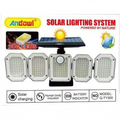 Επιτοίχιο Αδιάβροχο Ηλιακό Φωτιστικό 300LED 270º με Αισθητήρα Κίνησης IP65 Andowl - Μαύρο Επιτοίχιο Αδιάβροχο Ηλιακό Φωτιστικό 300LED 270º με Αισθητήρα Κίνησης IP65 Andowl - Μαύρο